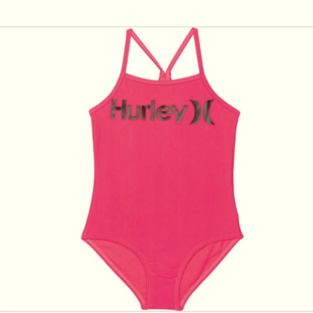 Hurley Girls hyper pink One-Piece swimsuit size Large new
